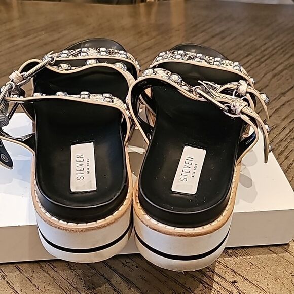 Black and white studed sandals size 7 Steven New York - Picture 3 of 10